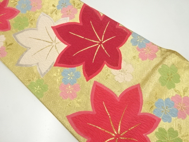 楓模様織出し袋帯